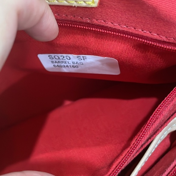 Dooney & Bourke yellow striped leather barrel satchel bag - Picture 15 of 16